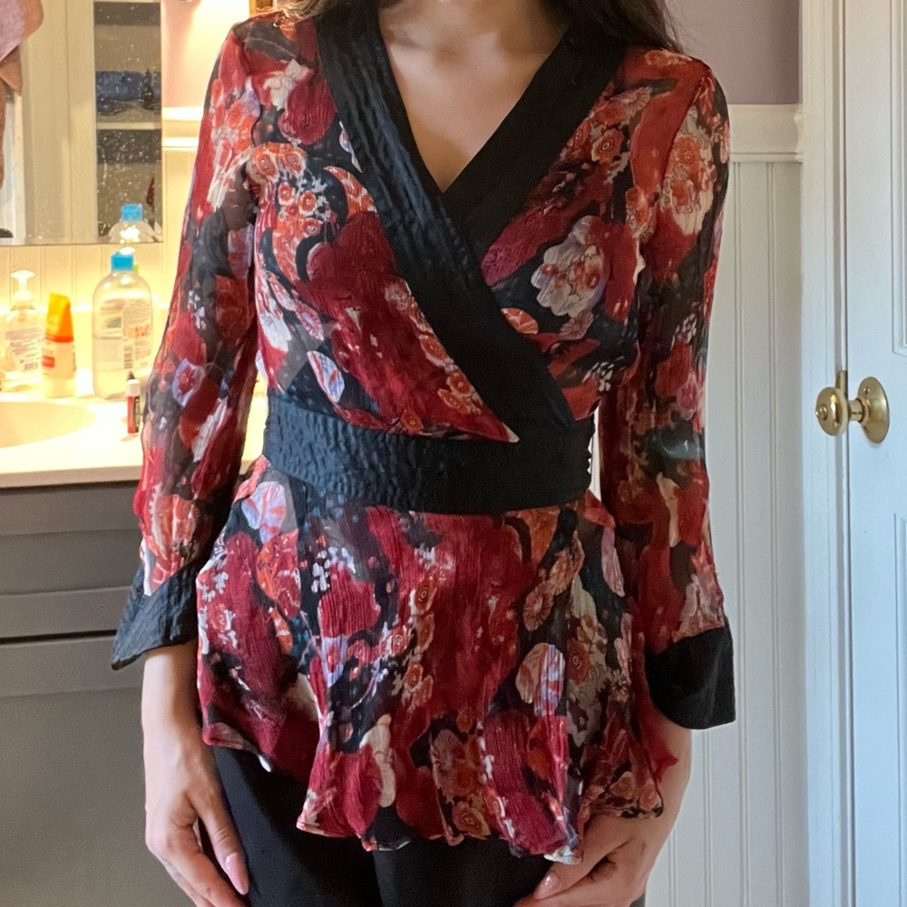 floral wrap shirt